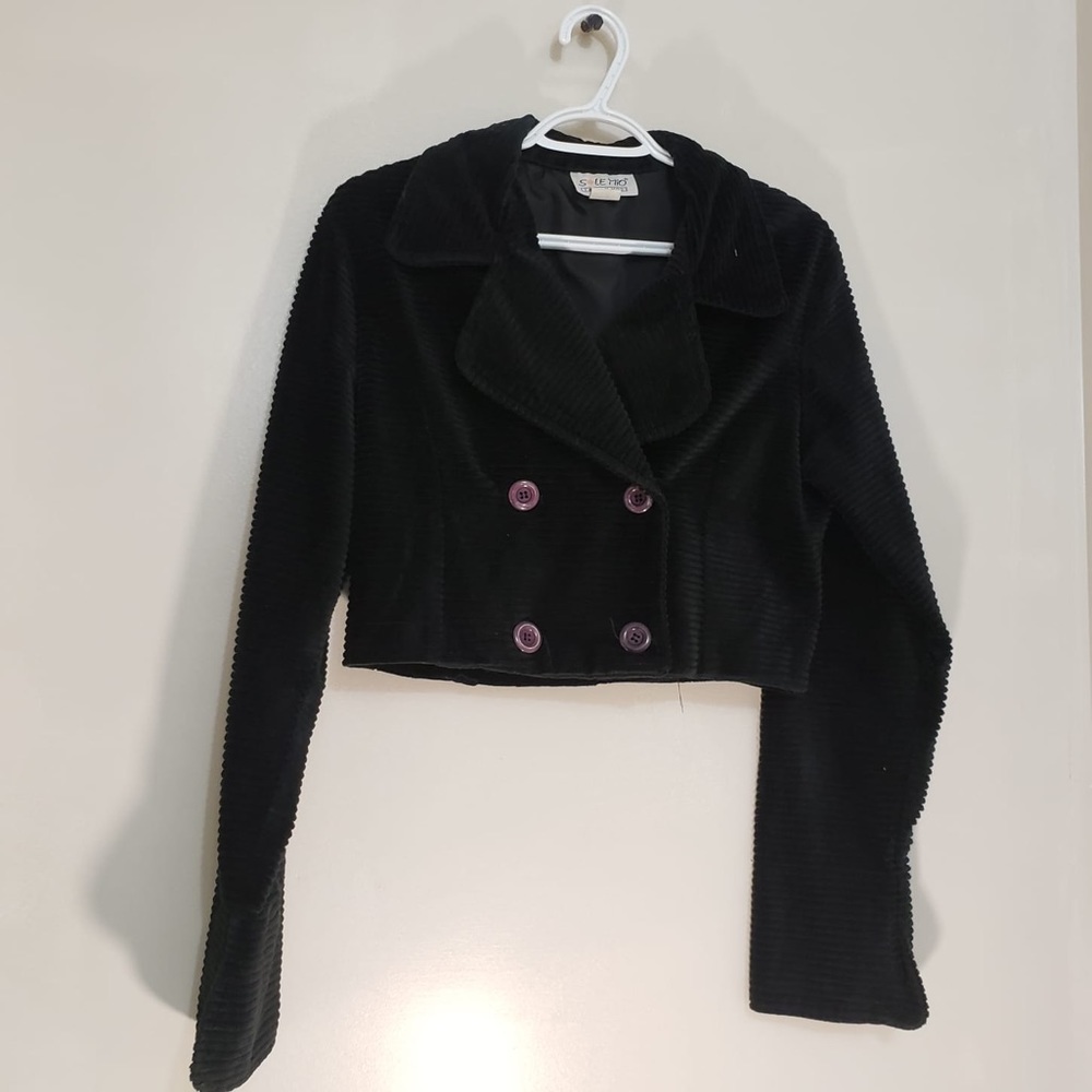 SoleMio Black Algodon Cropped Double Button Blazer